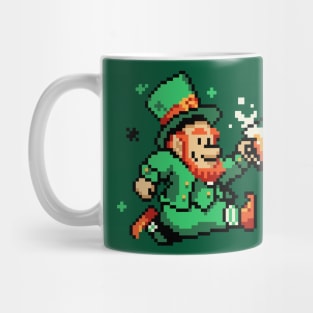 Leprechaun St Patricks Day Green Shirt Pixel Art Gamer Shirt Mug